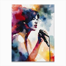 Woman Singing Watercolor Painting Canvas Print