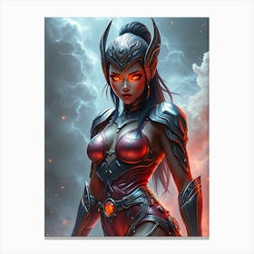 Beauty Warrir in Adamantium Armor Canvas Print