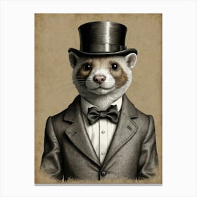 Ferret In A Top Hat Canvas Print