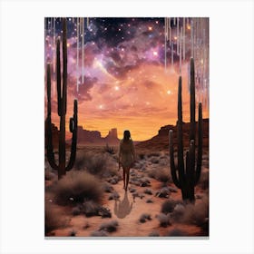 Woman roaming a cosmic desert 3 Canvas Print