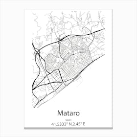 Mataro,Spain Minimalist Map Canvas Print