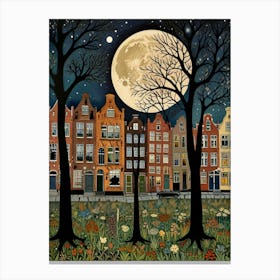 William Morris Amsterdam At Night Canvas Print