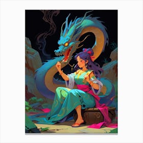 Chinese Girl With Dragon 1 Canvas Print