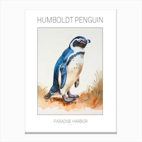 Humboldt Penguin Paradise Harbor Watercolour Painting 3 Poster Canvas Print