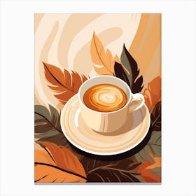 Coffee Cup With Leaves 1 Canvas Print