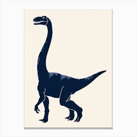 Navy Blue Dinosaur Silhouette 3 Canvas Print