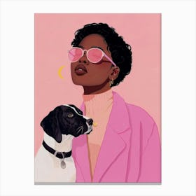 Black Woman With Dog Canvas Print