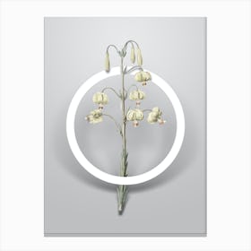 Vintage Lilium Pyrenaicum Minimalist Botanical Geometric Circle on Soft Gray n.0217 Canvas Print
