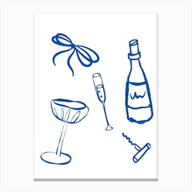 Doodle Drawing Of A Bottle Of Champagne Canvas Print