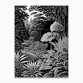 Jardin Botanique De Montréal, 1, Canada Linocut Black And White Vintage Canvas Print