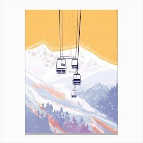 Zell Am See   Kaprun   Austria, Ski Resort Pastel Colours Illustration 1 Canvas Print