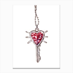 Heart Key Necklace Red Jewelry Diamond Canvas Print