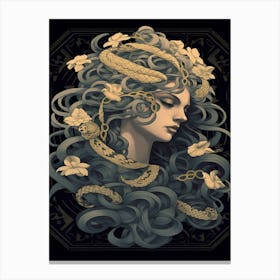 Medusa Black And Gold 3 Canvas Print