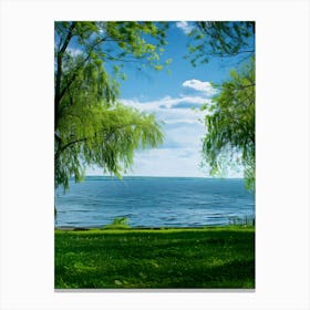 Willow Trees By The Lake Canvas Print