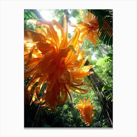 Orange Flowers In The Forest Canvas Print