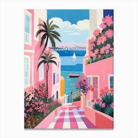 Pink Houses On The Beach Canvas Print