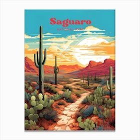 Saguaro National Park Tucson Arizona Desert Travel Illustration Canvas Print