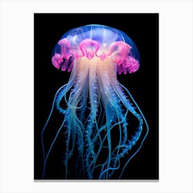 Lions Mane Jellyfish Neon Illustration 4 Canvas Print