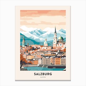 Vintage Winter Travel Poster Salzburg Austria 4 Canvas Print