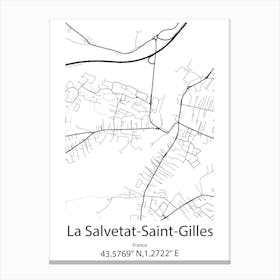 La Salvetat Saint Gilles,France Minimalist Map Canvas Print