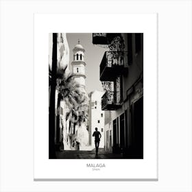 Poster Of Malaga, Spain, Black And White Analogue Photography 4 Canvas Print