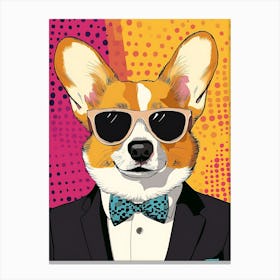 Super Cool Corgi Illustration Pop 9 Canvas Print