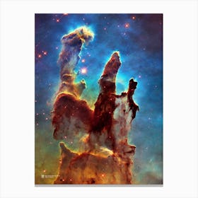 New view of the Pillars of Creation. Eagle Nebula (M16, NGC 6611) ⛔ HQ-quality (NASA Hubble Space Telescope) — space poster, science poster, space photo Canvas Print