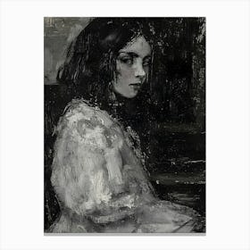 Girl In Black And White Canvas Print