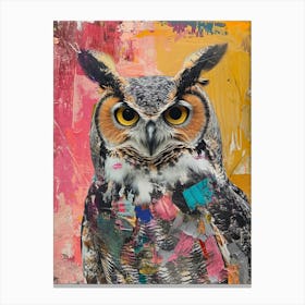 Kitsch Colourful Owl Collage 2 Canvas Print