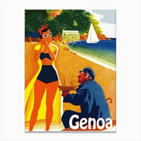 Genoa, Italy, Vintage Travel Poster Canvas Print
