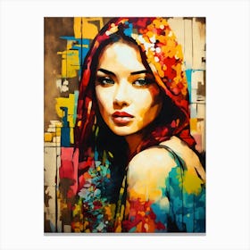 Girl With Colorful Hair 1 Canvas Print