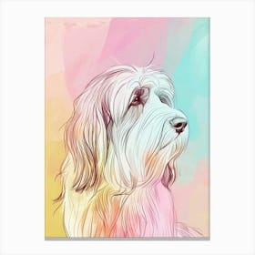 Pastel Bearded Collie Dog Pastel Line Illustration  3 Canvas Print