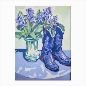 A Painting Of Cowboy Boots With Snapdragon Flowers, Fauvist Style, Still Life 12 Canvas Print