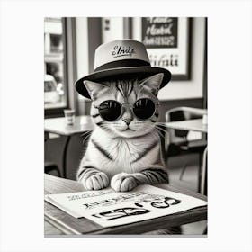 Cat Cafe Por Favor Funny Illustration Kids Kitchen Gift Art Print (5) Canvas Print