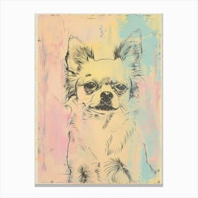 Chihuahua Dog Watercolour Line Illustration Canvas Print
