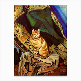 Raminou sitting on a cloth 1920 by Suzanne Valadon (Rare) Remastered HD Immaculate Painting of Famous Ginger Tabby Cat ~ Signed and Dated top right Stampe su tela