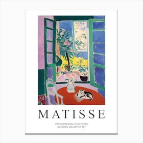 Henri Matisse Style  The Inspired Open Window Collection With Cat Canvas Print