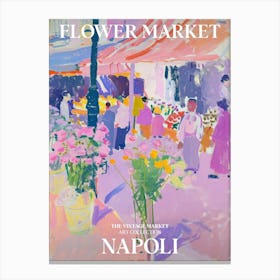 Vintage Flower Market Painting Napoli Canvas Print