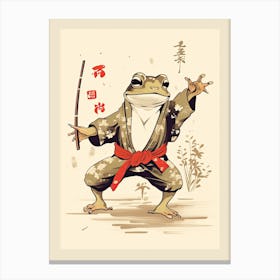 Frog Dancing, Matsumoto Hoji Inspired Japanese Woodblock 1 Canvas Print