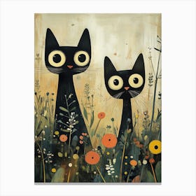 Black Cats In The Meadow 4 Canvas Print