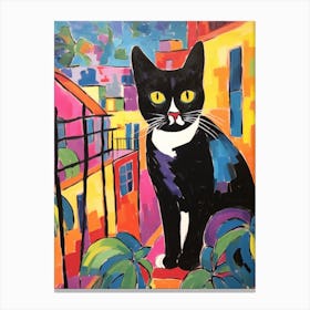 Painting Of A Cat In Barcelona Spain 1 Canvas Print