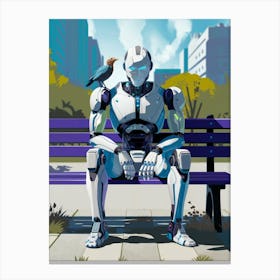 Robot Sitting On A Bench Canvas Print