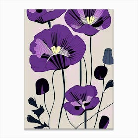 Purple Poppy Mallow Wildflower Modern Muted Colours 1 Canvas Print