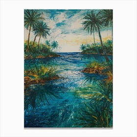 Palm Trees In The Water Canvas Print