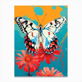 Pop Art Marbled White Butterfly 3 Canvas Print