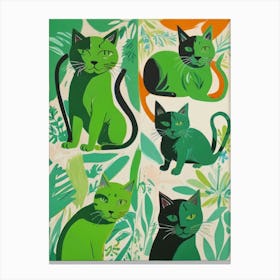 Green cats Canvas Print