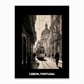 Poster Of Lisbon, Portugal, Mediterranean Black And White Photography Analogue 3 Canvas Print