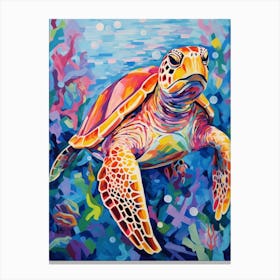 Brushstroke Sea Turtle With Coral 2 Canvas Print
