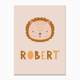 Cute Lion, Lettering Robert, Baby Canvas Print