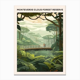 Monteverde Cloud Forest Reserve Midcentury Travel Poster Canvas Print